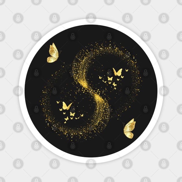 Gold  Butterfly Abstract Magnet by MandySJ
